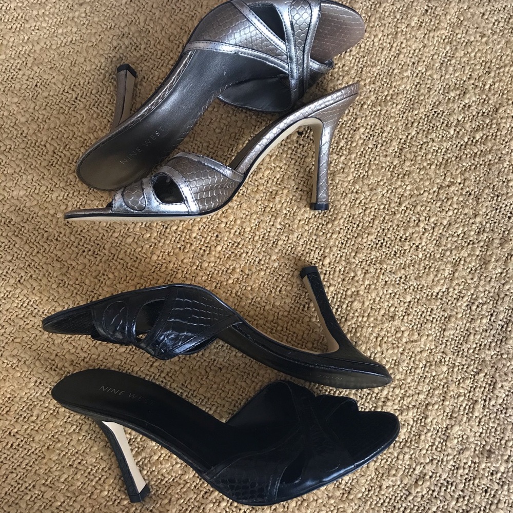 NEW!!! Nine West kitten heels black or silver sz 7 - Picture 6 of 6